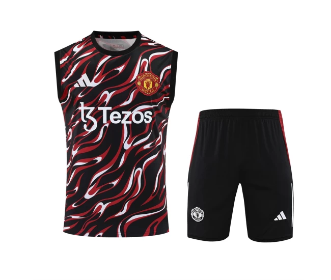 Manchester United Adult Pre Match Sleeveless Training Soccer Kit 2025-26