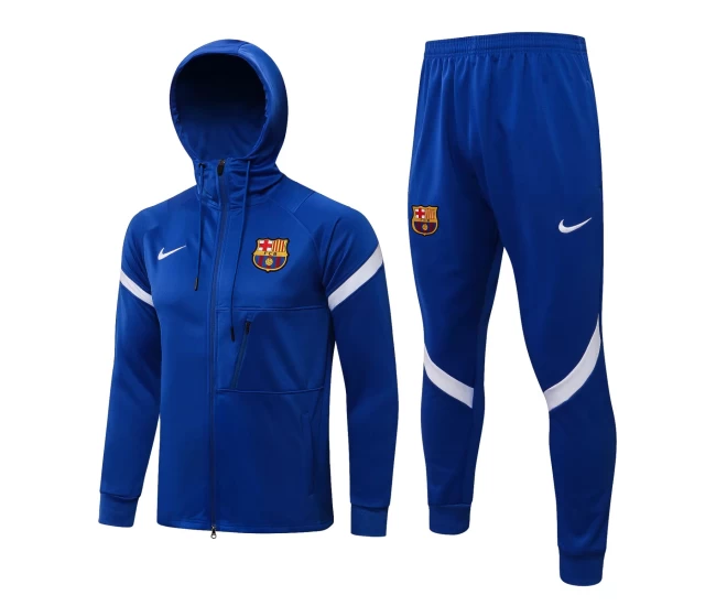 FC Barcelona Blue Hooded Presentation Soccer Tracksuit 2021-22