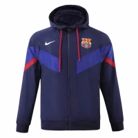 FC Barcelona Mens AWF Raglan Hoodie Soccer Jacket Blue 2023-24