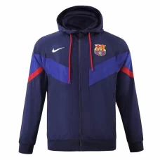 FC Barcelona Mens AWF Raglan Hoodie Soccer Jacket Blue 2023-24