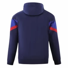 FC Barcelona Mens AWF Raglan Hoodie Soccer Jacket Blue 2023-24