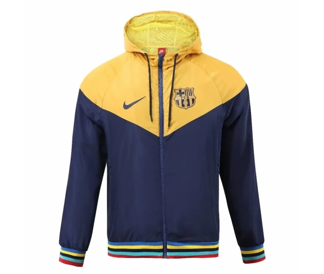 FC Barcelona Mens Windrunner Full Zip Hooded Soccer Jacket 2023-24