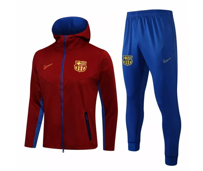 FC Barcelona Hooded Presentation Soccer Tracksuit Red 2021