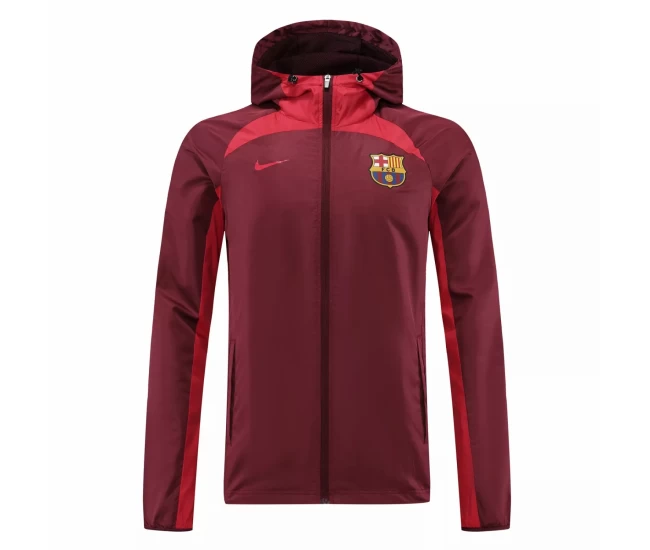 FC Barcelona Mens Red Soccer Windbreaker 2022-23