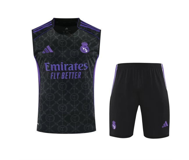 Real Madrid Adult Pre Match Sleeveless Black Soccer Kit 2025-26