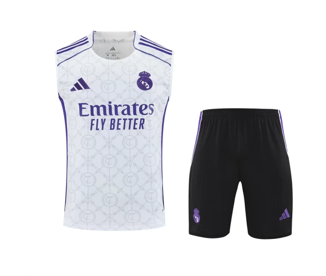 Real Madrid Adult White Sleeveless Soccer Kit 2025-26