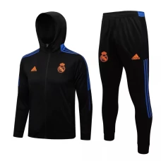 Real Madrid Black Hooded Presentation Soccer Tracksuit 2021-22