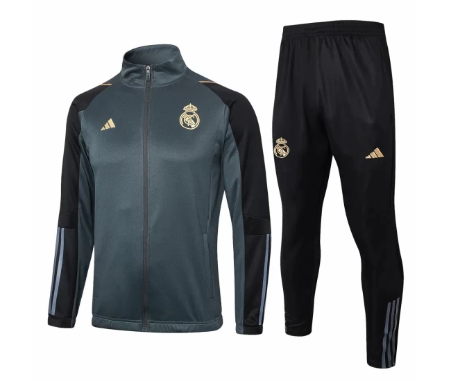 Real Madrid Grey Training Presentation Soccer Tracksuit 2023-24