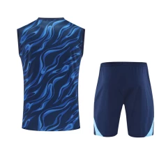 Real Madrid Mens Pre Match Sleeveless Blue Soccer Kit 2025-26