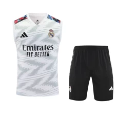 Real Madrid Mens Pre Match Sleeveless White Soccer Kit 2025-26