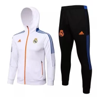 Real Madrid White Hooded Presentation Soccer Tracksuit 2021-22