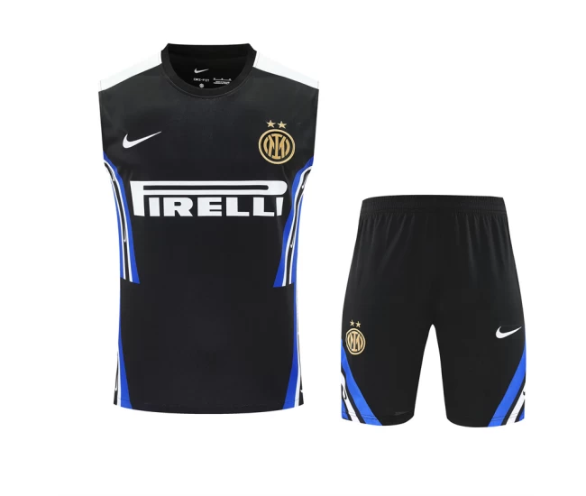 Inter Milan Adult Training Sleeveless Black Soccer Kit 2025-26