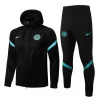 Inter Milan Black Training Hooded Presentation Soccer Tracksuit 2021-22