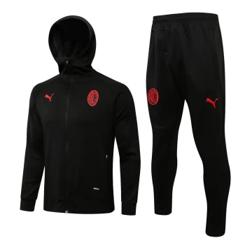 AC Milan Black Hooded Presentation Soccer Tracksuit 2021-22