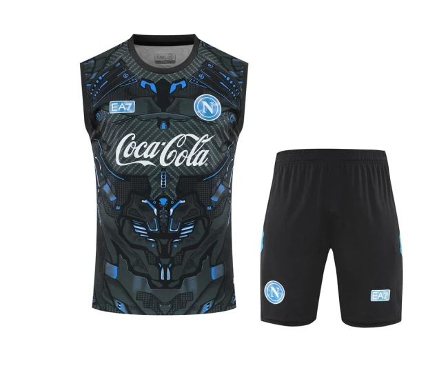 SSC Napoli Mens Ebony Training Sleeveless Soccer Kit 2025-26