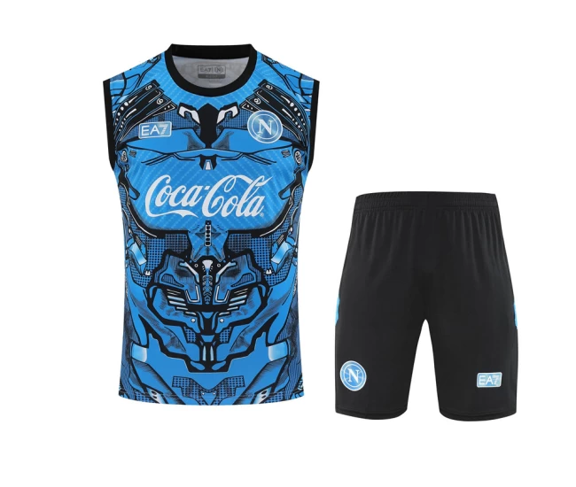 SSC Napoli Mens Sky Blue Training Sleeveless Soccer Kit 2025-26