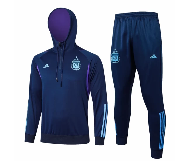 Argentina Navy Hooded Training Soccer Tracksuit 2024-25