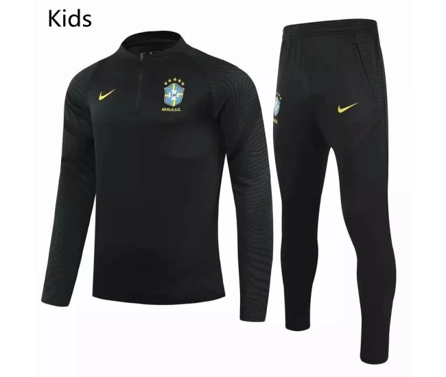 Brazil Technical Training Soccer Tracksuit Black Kids 2021 2022