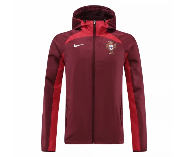 Portugal Burgundy Windrunner Soccer Jacket 2022-23